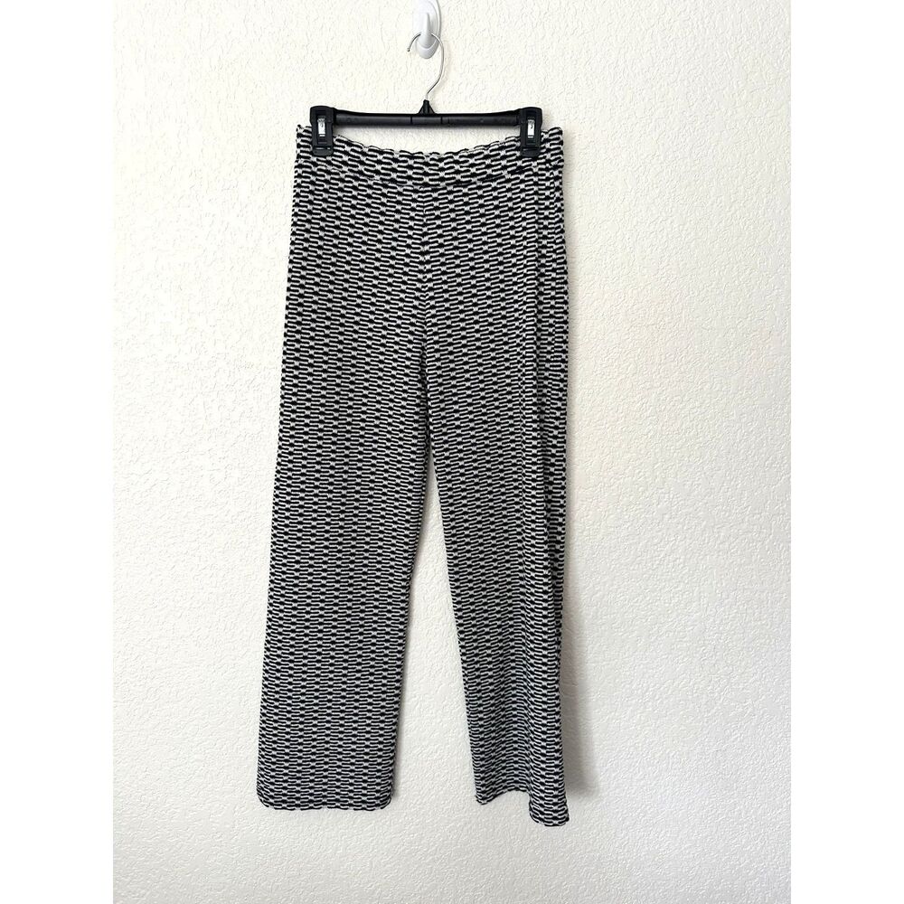 Zara Navy White Pattern Pants Knitted Pull On NWT Size Medium
